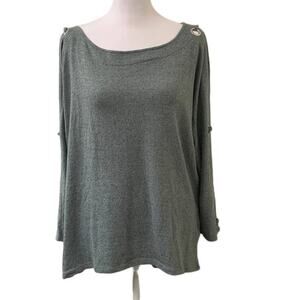 Cable & Gauge Women's 3/4 Dolman Sleeve Boatneck Cold Shoulder Top, Size XL